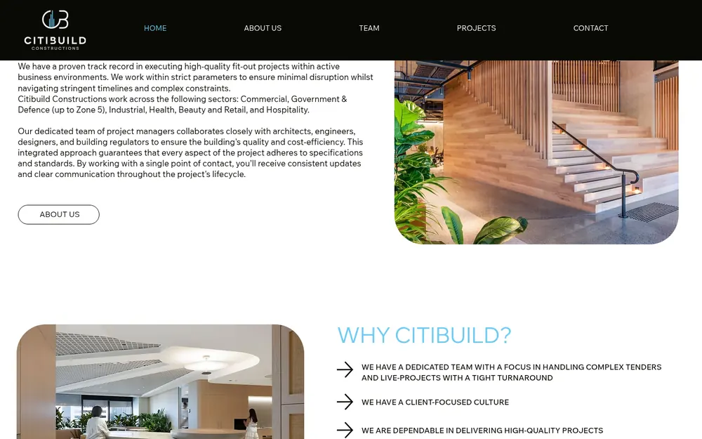 Citibuild Construction website: About the company and why Citibuild