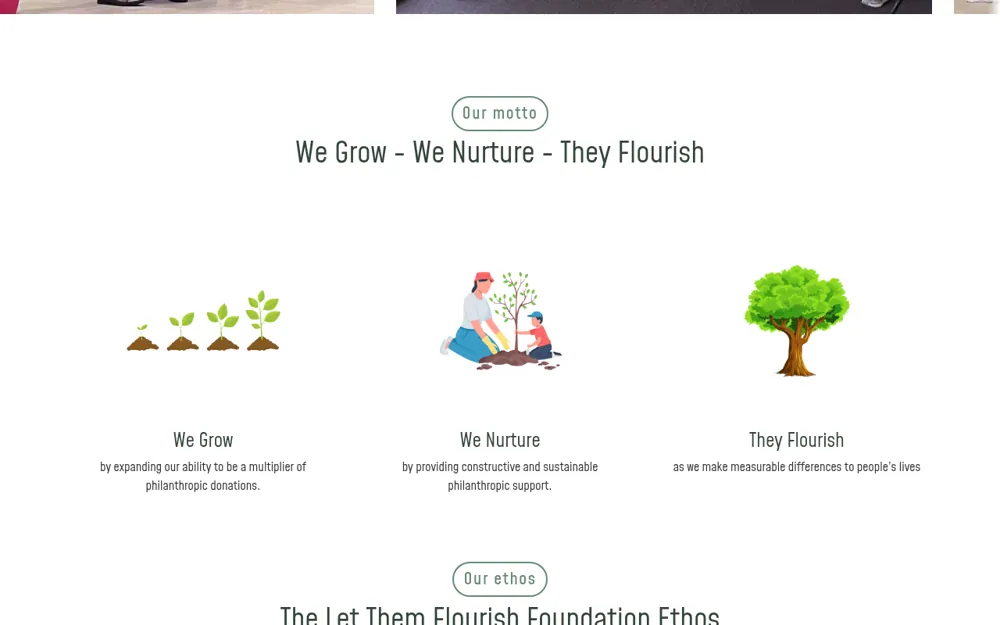 Let Them Flourish Foundation website: The motto and values