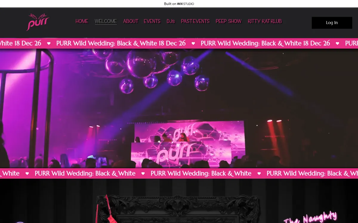 Purr Events website homepage